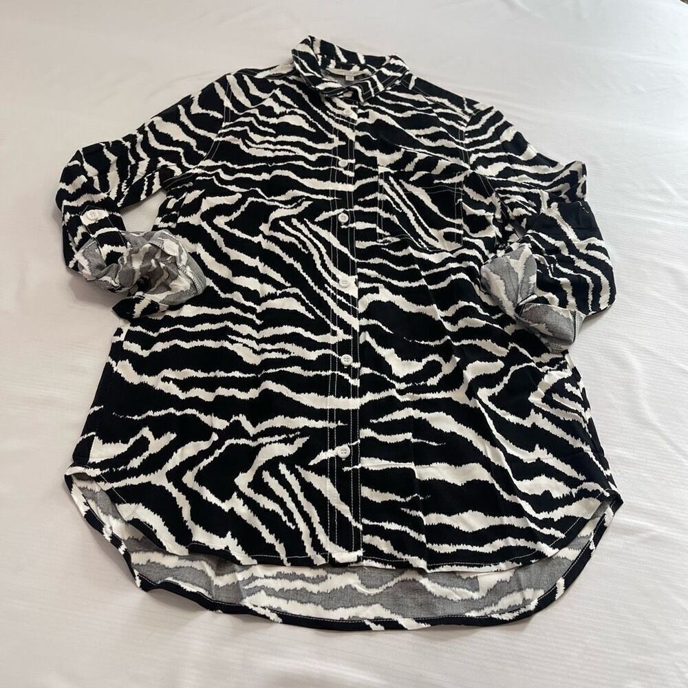 Casa Cabana Zebra Stripe Button Up Shirt Size XS New